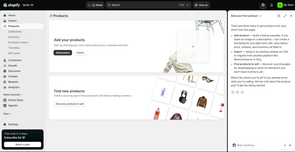 adding products on Shopify