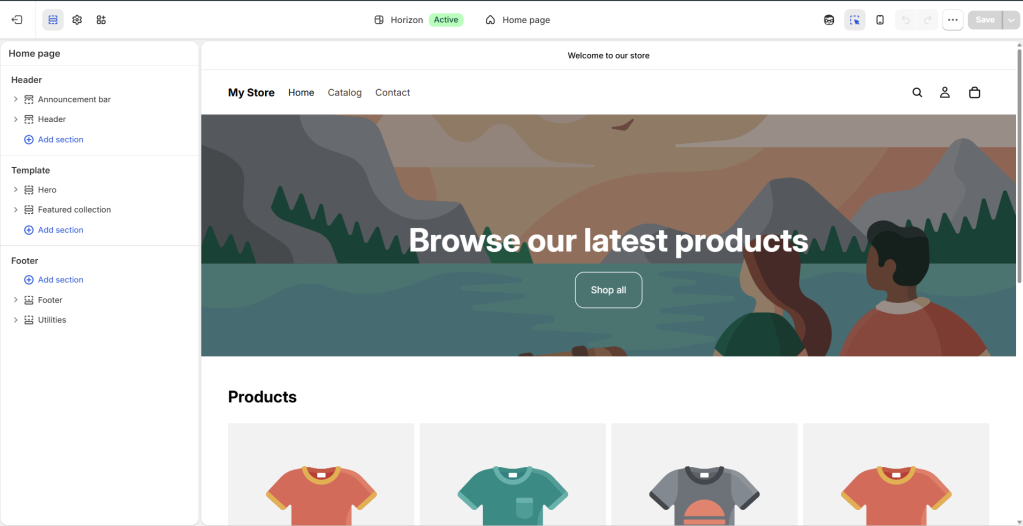 edit Shopify online store