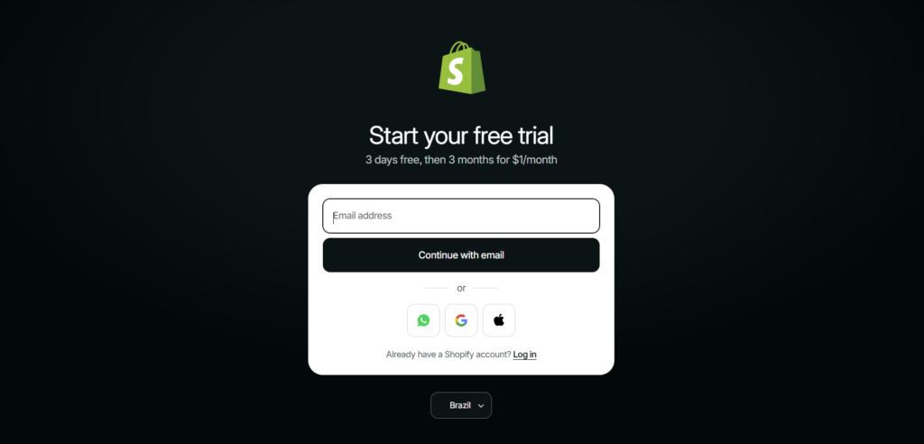 Shopify free trial