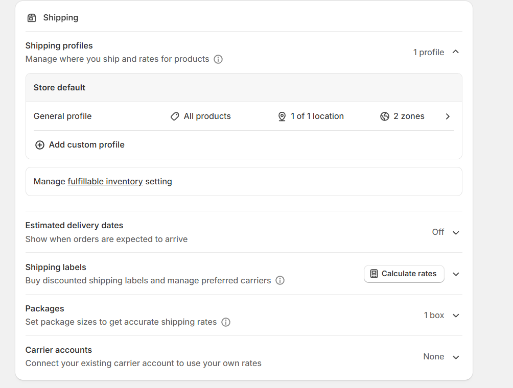 Shopify shipping setup
