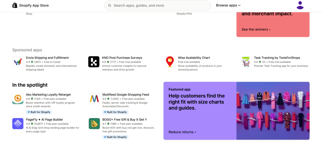 Shopify app store