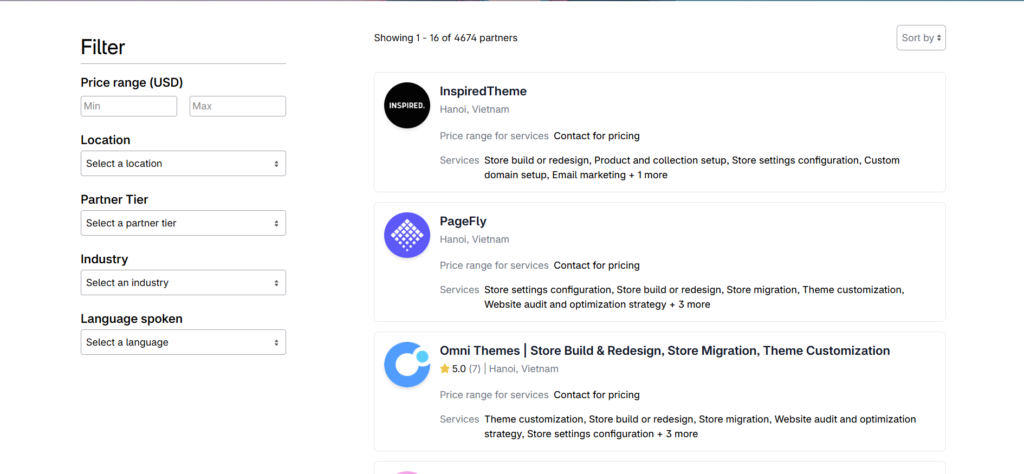 Shopify selected service partners