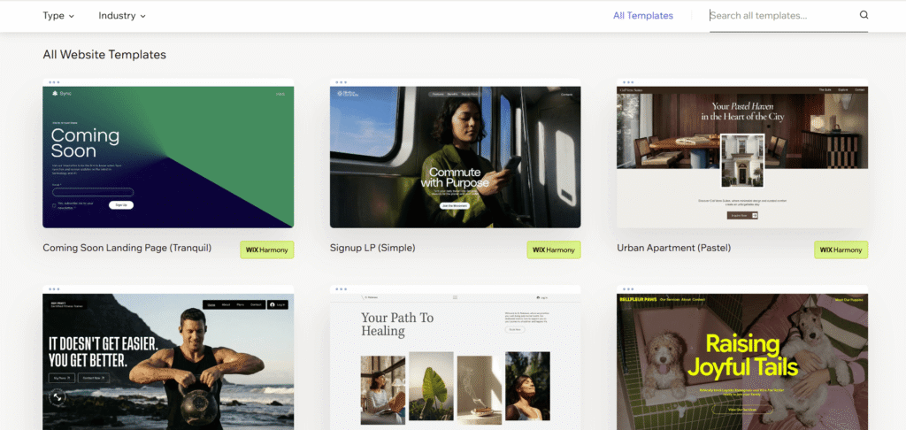 wix theme templates library